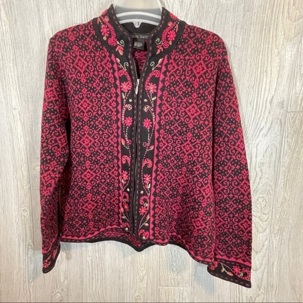 Nomadic Traders Red & Black Fair Isle Sweater Size M
